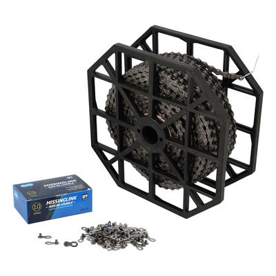 Chaîne vélo 10v KMC E10 EPT anti-rouille 50 mètres argent (40 attaches rapides)