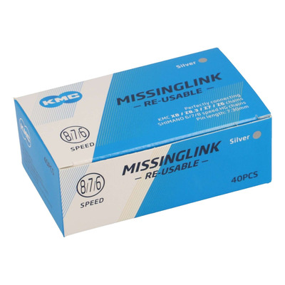 Chaîne vélo 8v KMC X8 50 mètres argent/gris (40 attaches rapides)