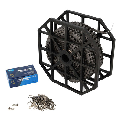 Chaîne vélo 9v KMC X9 50 mètres gris (40 attaches rapides)