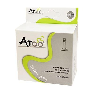 Chambre à air VTT Atoo 20x1.50-2.00 valve Schrader (40 mm) avec liquide anti-crevaison