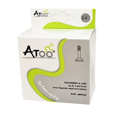 Chambre à air VTT Atoo 24x1.50-2.00 valve Schrader (40 mm) avec liquide anti-crevaison