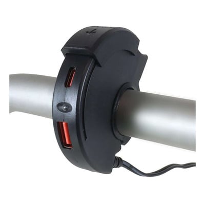 Chargeur Chaft Commodo USB + USB C fixation guidon 22/25 mm
