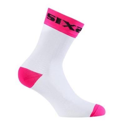 Chaussettes Sixs white short rose fluo