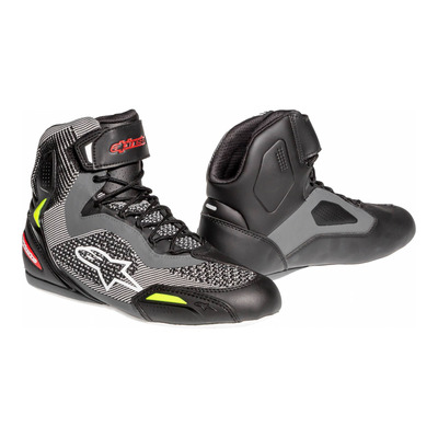 Chaussures moto Alpinestars Faster 3 Rideknit noir/gris/rouge/jaune fluo