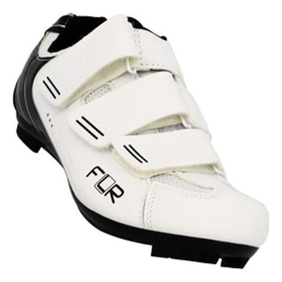 Chaussures vélo de route FLR Pro F35 cuir microfibres blanc bandes velcros®