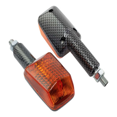 Clignotants LED Bike It Mini long effet carbone cabochon orange