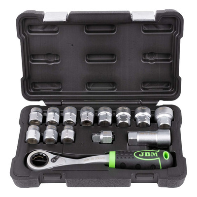 Coffret JBM outils go-through de 14 pièces avec douilles 1/2" finition zinguée