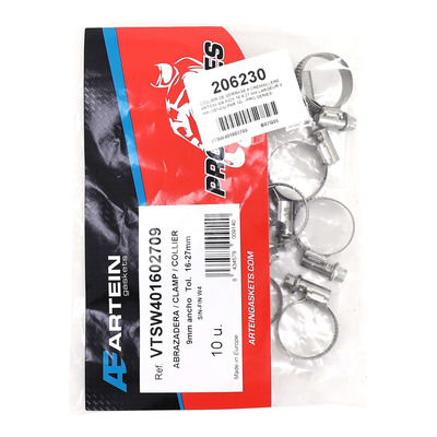 Collier de serrage à crémaillère en inox de 16 à 27 mm largeur 9 mm sachet de 10