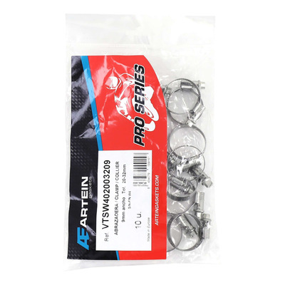 Collier de serrage à crémaillère en inox de 20 à 32 mm largeur 9 mm sachet de 10