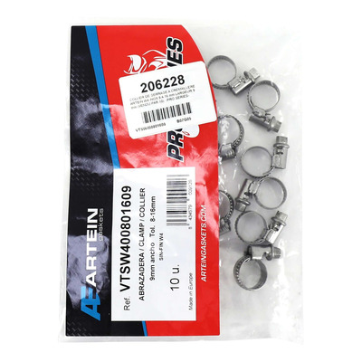 Collier de serrage à crémaillère en inox de 8 à 16 mm largeur 9 mm sachet de 10