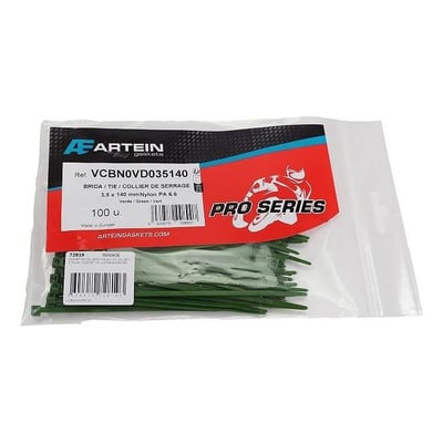 Colliers de serrage rilsan vert Artein 3,5 x 140 sachet de 100