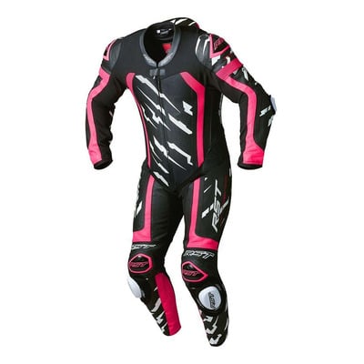 Combinaison cuir 1 pièce RST Pro Series Evo Airbag rose fluo
