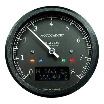 Compte-tour Motogadget Classic 0 à 8 000 tr/min cadran noir cerclage noir