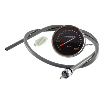 Compteur RMS rond noir/argent Vespa PX 125/150/200