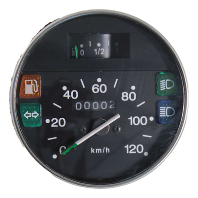 Compteur RMS rond Ø105 mm noir/argent 120 km/h Vespa PX 125/150/200
