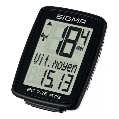 Compteur vélo Sigma BC 7.16 ATS sans fil noir (7 fonctions)