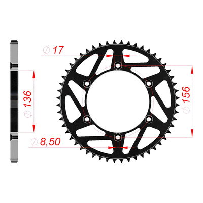 Couronne Afam acier noir pas 520 48 dents – Sherco SEF 250 Factory 14-23