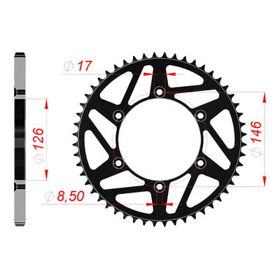 Couronne Afam acier noir pas 520 48 dents - Suzuki RM 125 88-05