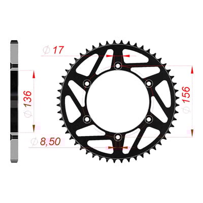 Couronne Afam acier noir pas 520 50 dents - Sherco SEF 250 Factory 14-23