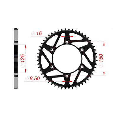 Couronne Afam acier noir pas 520 51 dents - KTM SX 250 05-16