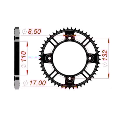 Couronne Afam acier Super Light pas 428 47 dents - KTM SX 85 04-25