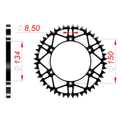 Couronne Afam acier Super Light pas 520 48 dents - Kawasaki KX 250 90-08