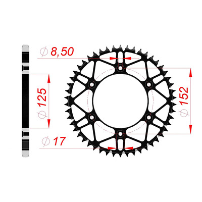 Couronne Afam acier Super Light pas 520 48 dents – Beta RR 125 2T 20-22