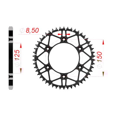 Couronne Afam acier Super Light pas 520 48 dents - KTM SX 250 05-16