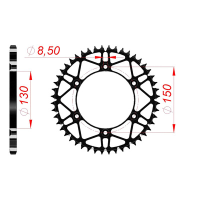Couronne Afam acier Super Light pas 520 50 dents - Yamaha YZ 450 F 03-25