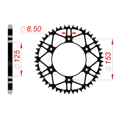 Couronne Afam acier Super Light pas 520 51 dents - Honda CRF 450 R 04-16