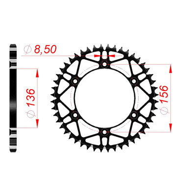 Couronne Afam acier Super Light pas 520 51 dents - Sherco SEF 250 Factory 14-23
