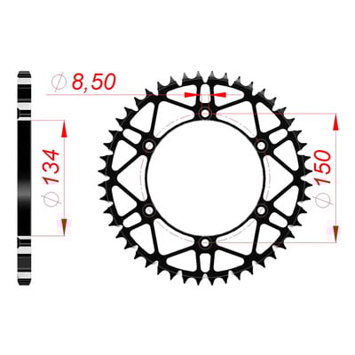 Couronne Afam acier Super Light pas 520 51 dents - Kawasaki KX 250 90-08