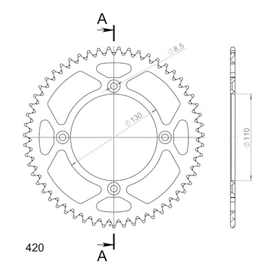 Couronne Supersprox alu antiboue pas 420 55 dents Honda CRF 150 R GR 07-26