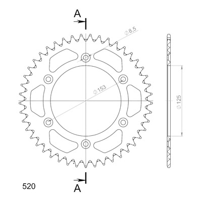 Couronne Supersprox alu antiboue pas 520 45 dents Honda XR 400 R 96-04