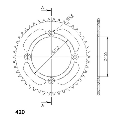Couronne Supersprox alu bleu pas 420 46 dents Yamaha YZ 65 18-26