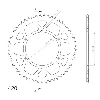 Couronne Supersprox alu bleu pas 420 52 dents Aprilia RS 50 06-10