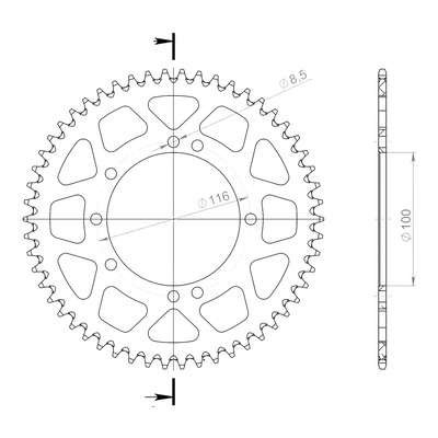 Couronne Supersprox alu noir pas 420 54 dents Kawasaki KX 80 88-97