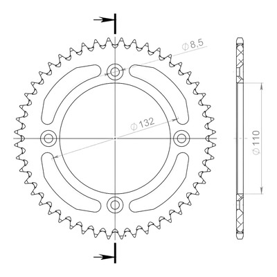 Couronne Supersprox alu noir pas 428 48 dents KTM SX 85 03-26