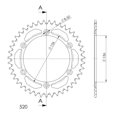 Couronne Supersprox alu noir pas 520 42 dents Husqvarna SMR 510 05-10