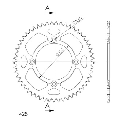 Couronne Supersprox alu pas 428 53 dents Yamaha YZ 85 02-19