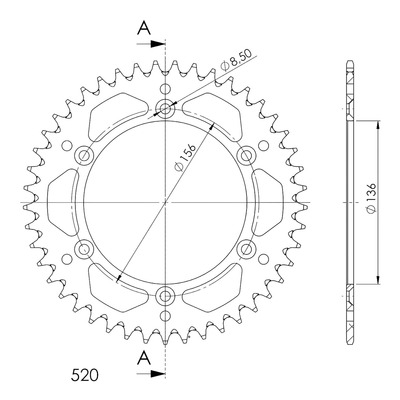 Couronne Supersprox alu pas 520 45 dents Husqvarna TE 610 98-10