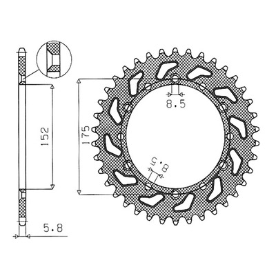 Couronne Supersprox alu pas 520 46 dents Yamaha YZ 125 81-82