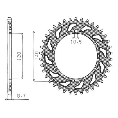 Couronne Supersprox alu pas 530 47 dents Suzuki GSX-R 750 96-97