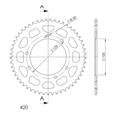 Couronne Supersprox alu rouge pas 420 52 dents Derbi Senda 50 R Xtreme 06-16