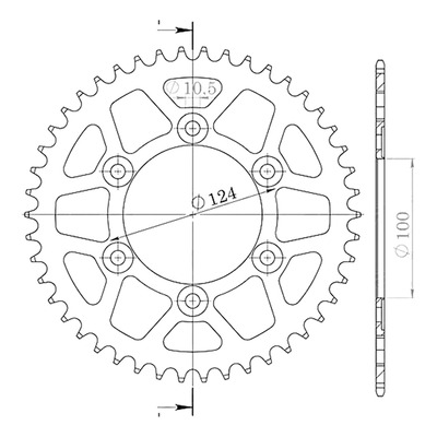 Couronne Supersprox Stealth argent 38 dents Ducati 600 Monster 93-94
