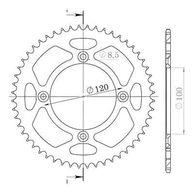 Couronne Supersprox Stealth noir 48 dents Suzuki 80 rm 89-01
