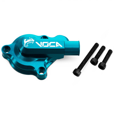 Couvercle de pompe à eau Voca Racing High Flow CNC cyan Derbi Euro 3/4