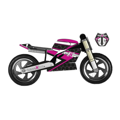 Draisienne bois Kiddimoto avec kit déco fushia
