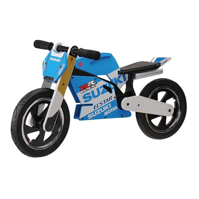 Draisienne bois Kiddimoto superbike Suzuki bleu