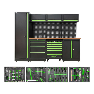 Ensemble de meubles d’atelier JBM SERIE446 modulaire 18 pièces + jeu de 4 modules d'outils complets